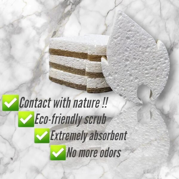 nayree Eco-Friendly 2-Pack Biodegradable Sponges, Compostable Coconut Cellulose Scrubber & Alternative to Steel Wool - High Absorbency, Chemical-Free, Reusable & Reduces Environmental Footprint - Image 3
