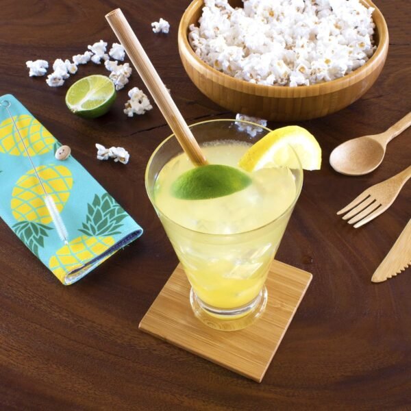 Totally Bamboo Take Along Reusable Bamboo Utensil Set with Straw, Dishwasher Safe, Pineapple Design - Image 4