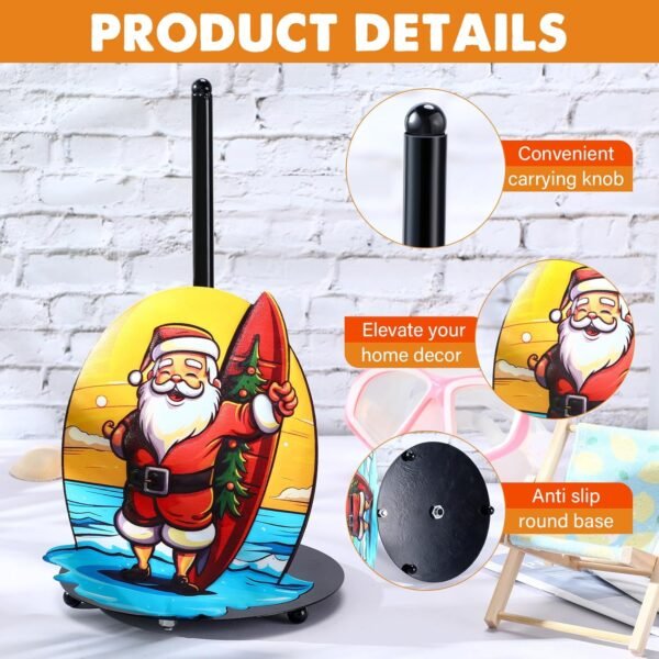 Nuogo 5 Pieces Christmas Paper Towel Holder Santa Claus Kitchen Decor Christmas Paper Towel Fall Thanksgiving Turkey Pumpkin Decor Accessories Metal Toilet Paper Holder Indoor Decorations for Bathroom - Image 3