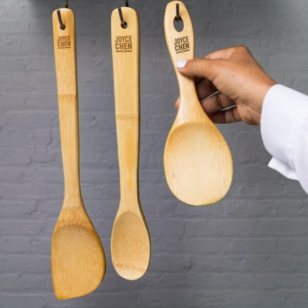 Joyce Chen Burnished Bamboo Wok Utensils, 3-Piece Stir Fry Set - Image 3