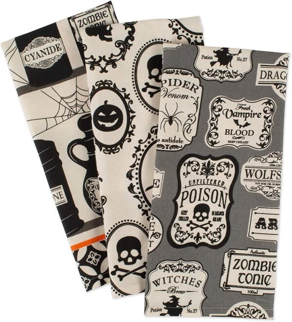 DII Halloween Hand Towels for The Kitchen Decorative Spooky & Fun Cotton Printed Dishtowel Set, 18x28, Hocus Pocus, 3 Count - Image 2