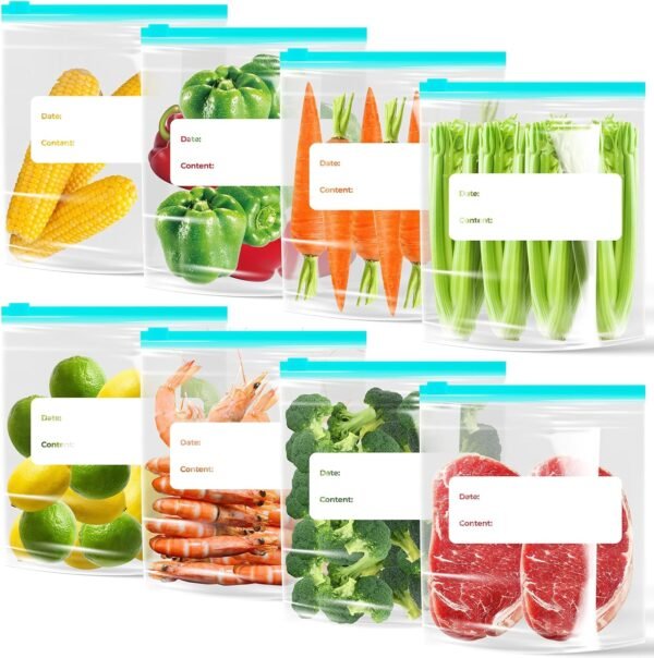 30 PCS Storage Bags, Reusable Food Storage Bags, Household Plastic Sealer Bags, Thickened Refrigerator Storage and Distribution Bags for Kitchen, Locker, Refrigerator and Mirowave oven