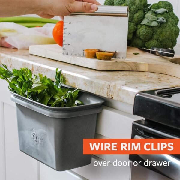 Full Circle Scrap Happy – Food Scrap Collector and Freezer Compost Bin - Hanging Kitchen Countertop Bin for Fruit and Vegetable Waste, Slate - Image 5