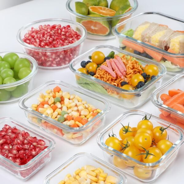 BAYZZ 30 Piece Glass Food Storage Containers Set, Glass Meal Prep Containers with Lids, Airtight Lunch Storage Containers, Microwave, Freezer and Dishwasher Safe, Green - Image 2