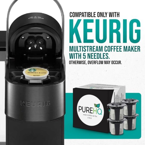 Reusable K Cups for Keurig Supreme, K Supreme Plus, K Slim, K-Brew Chill, K Duo Hot and Iced Gen 2 by PureHQ - Refillable Kcup for Keurig Coffee Maker - MultiStream Coffee Pods Filter - 4 Pack - Image 6
