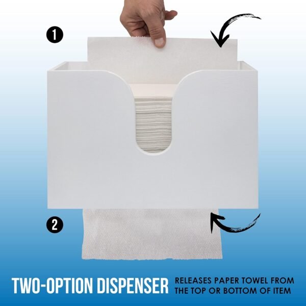 Bamboo Paper Towel Dispenser, Paper Towel Holder Wall Mount & Countertop for Kitchen and Restroom Decor - Holds Multifold Paper Towel, C Fold, Trifold Hand Tissue Napkins. - Image 3