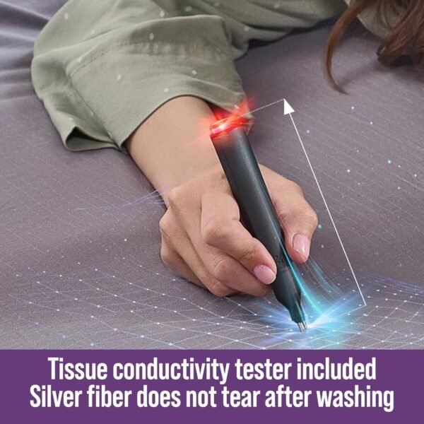 Earth Grounding Fitted Sheet King Size with 12% Silver Fiber & 4% Silk & 85% Organic Cotton - Sky Gray - Soft Earth Grounding Well Bed Sheets - Grounded Conductive Bed Sheets for Better Sleep - Image 6