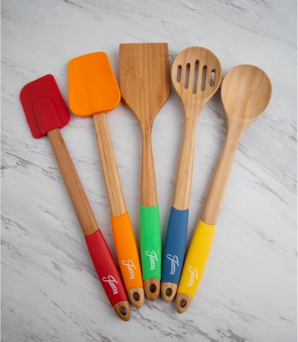 Cambridge 6384X9FSTA94NR Fiesta Bamboo 5-Piece Silicone Utensil Set - Image 7