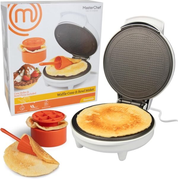 MasterChef Waffle Cone and Bowl Maker- Includes Shaper Roller and Bowl Press- Homemade Ice Cream Cone Baking Cookie Iron Machine, Fun Kitchen Appliance for Sundae Parties & Holiday Gift Giving - Image 7