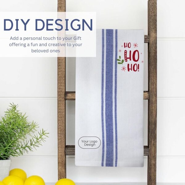 Kitchen Towels | Cotton Dish Towels for Drying Dishes| Absorbent Kitchen Dish Towels, Dish Cloths| Tea Towels for Embroidery |6 Pack (Blue Stripes) 15"x25" - Image 6