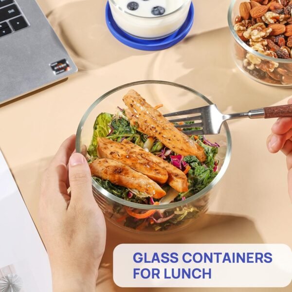 Vtopmart 4Pack Glass Bowls with Lids (1, 2, 4 & 7 Cup), Glass Food Storage Containers, Meal Prep and Leftovers Keeper, Lunch Containers, Microwave, Dishwasher & Freezer Safe - Image 5