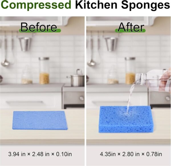 15 Pcs Cellulose Sponges Kitchen, 5 Colors Non-Scratch Colorful Sponges, Biodegradable Compressed Sponges, Large Cellulose Sponge for Kitchen, Bathroom, Cars, Funny Cut-Outs DIY - Image 2