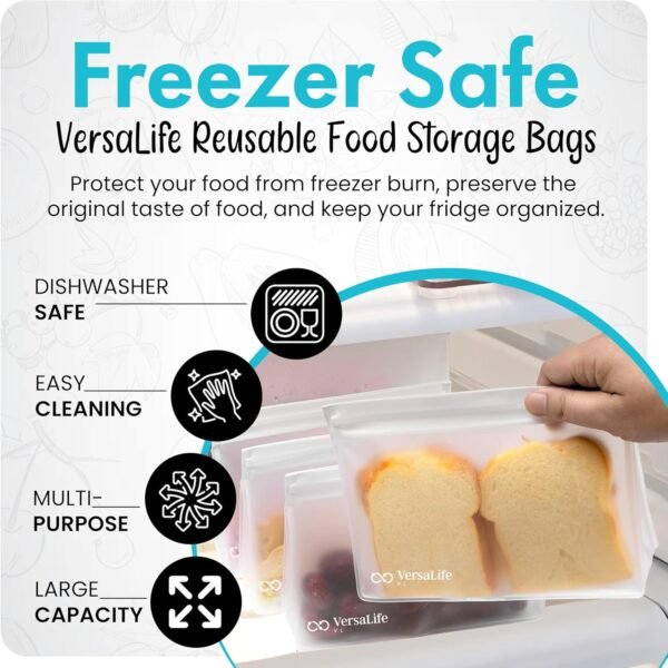 Reusable Silicone Bags - Silicone Bags Reusable Storage - Reusable Food Storage Bags - Reusable Freezer Bags - Reusable Snack Bags - Silicone Snack Bags - Silicone Bags - Silicone Freezer Bags - Image 6