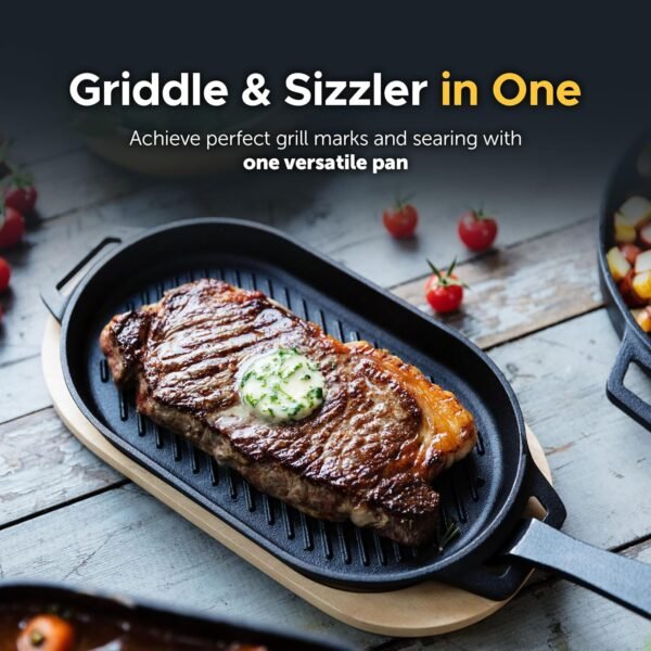 ooni Cast Iron Grizzler Plate - Griddle Cast Iron Pan - Cast Iron Cookware with Removable Handle - Cast Iron Griddle - Pre-Seasoned Oven Safe - Image 6