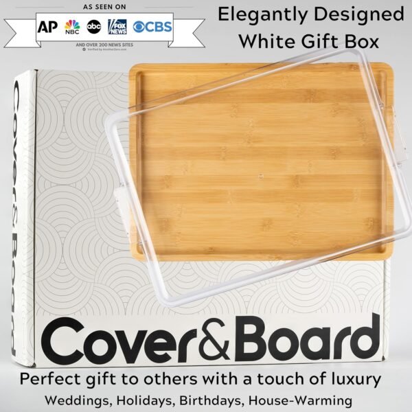 Cover&Board 2-in-1 Charcuterie Board with Lid and Cutting Board - Versatile Bamboo Cutting Board & Travel Charcuterie Board with Lid - Cheese Board - Large 12x16 Charcuterie Boards with Lid - Image 9