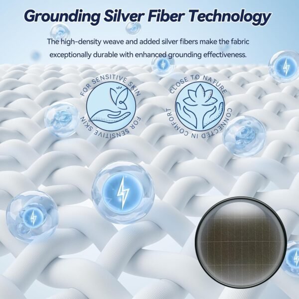Nayoroom Grounding Sheets Queen, 95% Organic Cotton + 5% Self-Cleaning Pure Silver Fiber, Grounding Sheets with Grounding Cord - Designed for Support Stress Relief, Sleep - Olive Green - Image 2