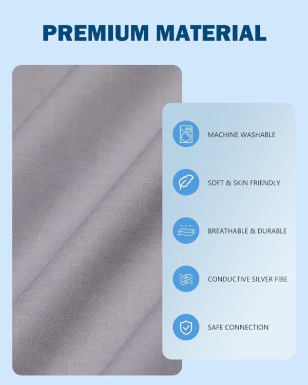 Jecanori Grounding Sheet Queen Size, Earthing Grounded Fitted Bed Sheet, 95% Organic Cotton + 5% Pure Silver Fiber, Bed Grounding Kit with grounding Cord & Tester, for Improved Sleep & Wellness - Image 7