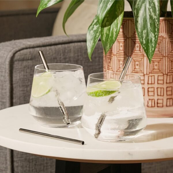 Viski Stainless Steel Straws for Cocktails - Eco-Friendly Reusable Metal Straws - Black Gunmetal 5in Set of 6 - Image 4