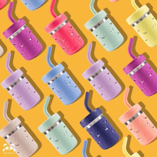 Pandaloo® Smoothie Cups for Kids - Stainless Steel Toddler Tumbler with Straw, Spill-Proof Sippy Cup for Smoothies - BPA-Free, Leak-Proof Lid, Toddler Snack Cups, 10 oz - Image 8