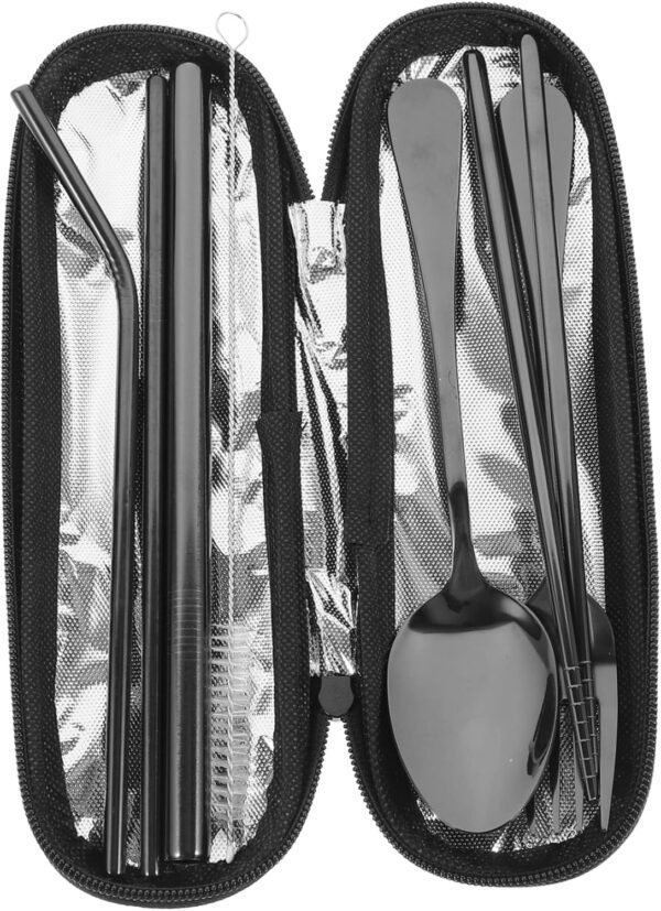 Kisangel 1 Set Set Outdoor Travel Tableware Bag Cookware Stainless Silverware Tiffin Lunchbox Reusable Camping Kit Cooler Individually Wrapped Cutlery Packets Food Spoon Stainless Steel