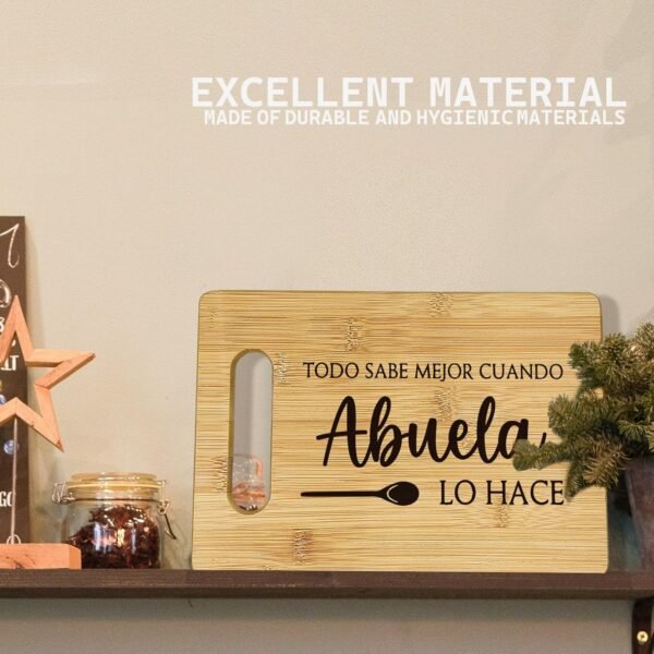 Abuela Cutting Boards for Kitchen, Grandma Bamboo Cutting Board, Todo Sabe Mejor Cuando Abuela Lo Hace Decorative Cutting Board, Abuela Gifts, Gifts for Abuela, Abuela Gifts in Spanish - Image 2