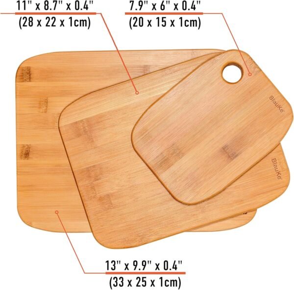 Wood Cutting Boards for Kitchen – Bamboo Cutting Board Set, Chopping Board, Serving Tray – Wooden Cutting Boards for Kitchen – BlauKe® - Image 2