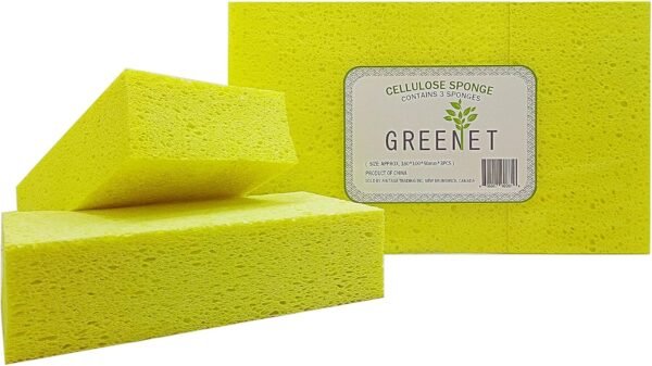 Cellulose Large Sponges for Cleaning, Multi-use Scrub, for Car, Boat and Kitchen, Pack of 3, Yellow, Environmentally Safe Biodegradable