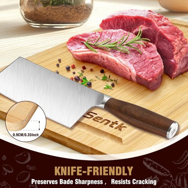 Bamboo Cutting Board Set, Bamboo Cutting Boards for Kitchen in 3 Sizes, Cutting Boards with Deep Juice Grooves & Hanging Holes, Bamboo Cutting Board Set Ideal Chopping for Meat, Vegetables and Fruits - Image 4