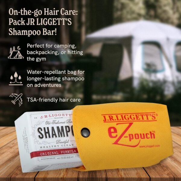 J.R.LIGGETT’S All-Natural Original Formula Shampoo Bar .65oz and Mini Travel EZ Pouch Pack, Supports Strong and Healthy Hair-Nourish Follicle with Antioxidants and Vitamins,Detergent and Sulfate-Free - Image 3