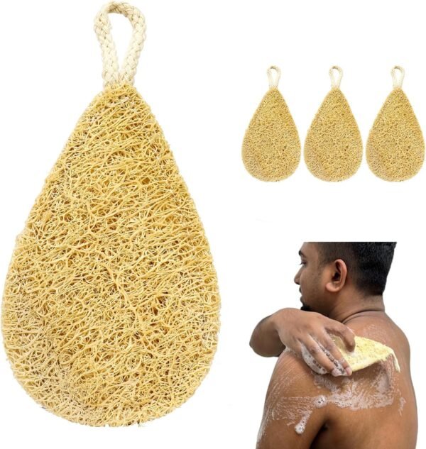 Natural Loofah Dish Sponge Pack 3 Kitchen Scrub Sponges Biodegradable Eco Friendly Sponges for Cleaning Kitchen, Bathroom, Household, Non Scratch, Compostable - Water Shape