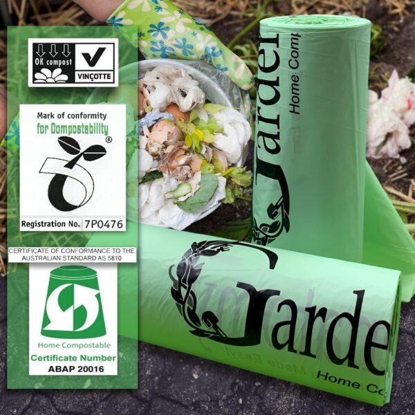 Compostable Trash Bags for Kitchen Compost Bin - Fits 1, 1.2, 1.3, 1.5 Gallon Biodegradable Compost Bags for Kitchen Pail liners- Package of 2-50 bags per Roll fits Gardenatomy, Goldsol and Other Bins - Image 3