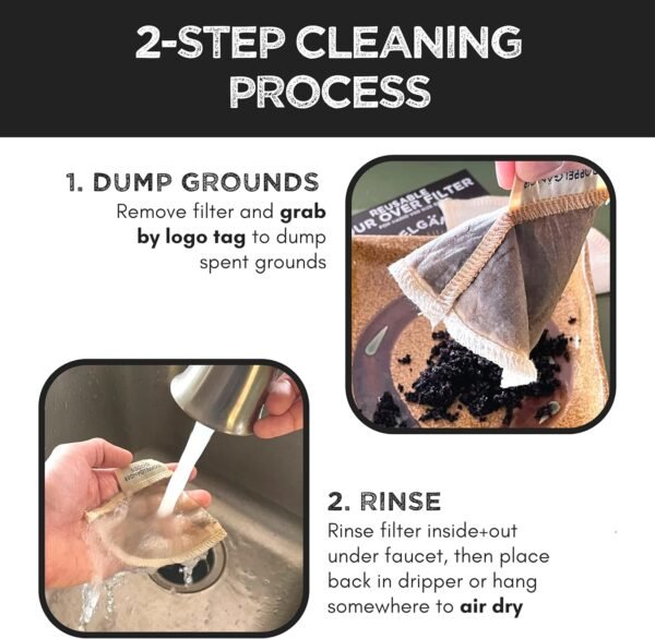(2-Pack) Reusable Organic Cotton Pour Over Cone Filters for Hario V60, Chemex, Kalita and Origami Style Filters — Pourover Coffee Filter Maker Cup Ceramic, Glass, Plastic Dripper (Size 02, 2-4 Cups) - Image 7