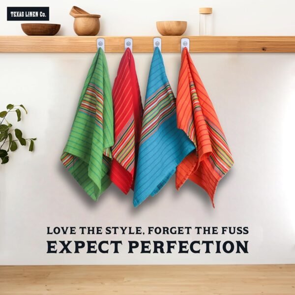 TEXAS LINEN CO. Kitchen Dish Towels, 100% Cotton Salsa Towels, Set of 12 (16x28 Inches), Multi Purpose Cooking Drying Restaurant Bar Cleaning Cloth Napkin, Highly Absorbent, Lint Free, Multi-Color - Image 8