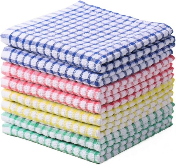 Oeleky Dish Cloths for Kitchen Washing Dishes, Super Absorbent Dish Rags, Cotton Kitchen Dish Towels Pack of 8, 12x12 Inches