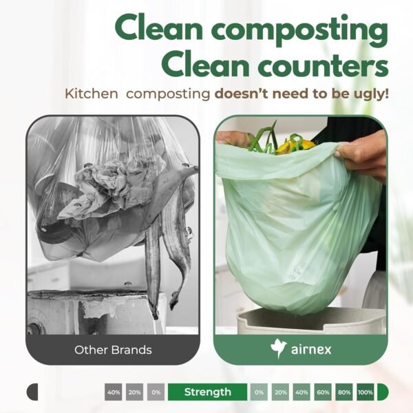 Compostable Trash Bags & Charcoal Filters for Compost Bucket Value Pack for Clean & Odorless Composting - 50 Pcs Compostable Trash Bags Small 1.6 Gal & 3 Pcs Compost Bin Filters Charcoal 3.5" - Image 5