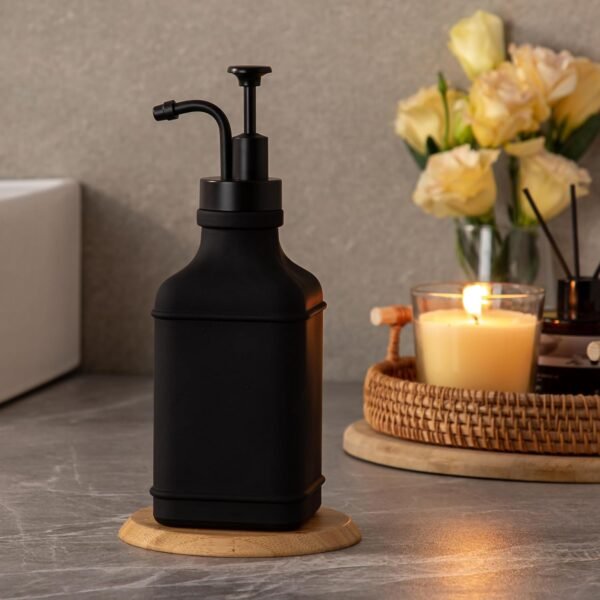 Enra Glass Soap Dispenser,17oz Black Bathroom Soap Dispenser,Hand Liquid Soap Dispensers With Stainless Steel Pump,Refillable Dish Soap Dispenser,Modern Home Soap Dispenser for Bathroom,Kitchen(Black) - Image 7