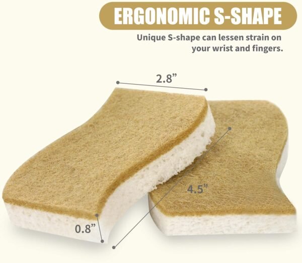 Foamstar Natural Sponges-10 Pack, Eco Friendly Non-Scratch Scrub Sponge for Kitchen, Biodegradable Plant Based Scrubber Sponges for Cleaning Dishes, Odor Free - Image 4