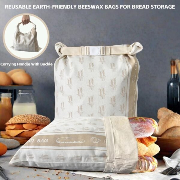 Reusable Bread Bags for Homemade Bread,2 Pack Sourdough Bread Bags,Cotton Beeswax Bread Bags for Keeping Sourdough Bread Fresh, 13"x17"in Beeswax Bread Bags for Sourdough Storage - Image 5