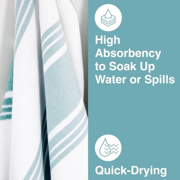 All-Clad Dual-Purpose Kitchen Towels: Highly Absorbent, Super Soft Long Lasting - 100% Cotton, 17"x30" Dish Towels for Cleaning & Drying Dishes, Pans, Glassware, or Countertops, (3-Pack), Rainfall - Image 4