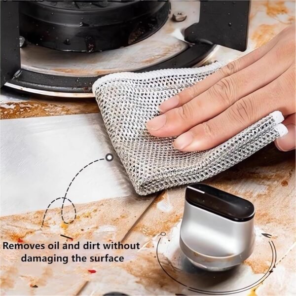 Multipurpose Wire Dishwashing Rags for Wet and Dry - 2024 New Dish Cloths for Washing Dishes, Steel Scrubbers for Cleaning Dishes, Chain Mail Scrubber Cast Iron, Non Scratch Scrubbing Pads (2PCS) - Image 4