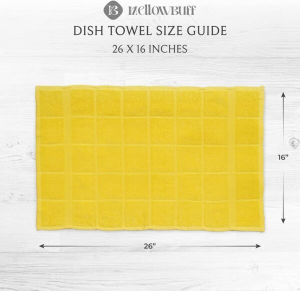 100% Cotton Terry Dish Towels, 4 Pack Plain, 16 x26 Inches, Super Soft and Absorbent Kitchen Towels, Perfect for Kitchen Cleaning and Dish Washing | Yellow - Image 4