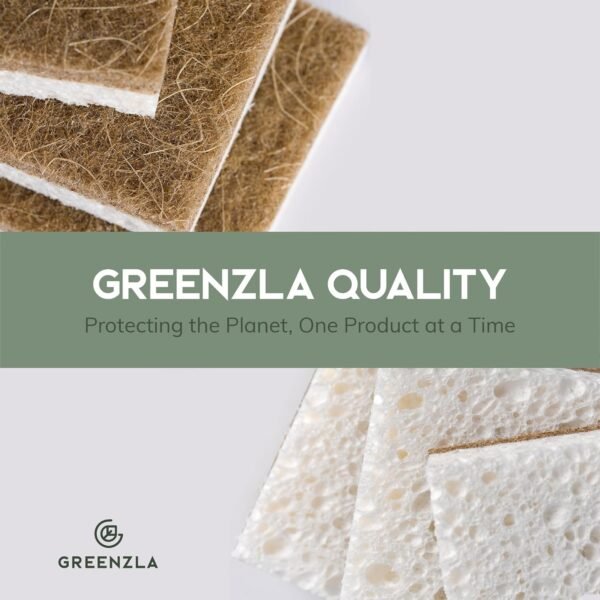 Greenzla Natural Kitchen Sponges 12 Pack - Plant-Based Biodegradable Sisal Hemp Dish Sponge - Eco-Friendly, Zero-Odor, Non-Scratch Scouring Pad for Kitchen Countertops, Bathtubs, Tiles, and More - Image 7