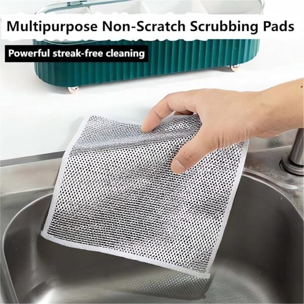 Multipurpose Wire Dishwashing Rags for Wet and Dry - 2024 New Dish Cloths for Washing Dishes, Steel Scrubbers for Cleaning Dishes, Chain Mail Scrubber Cast Iron, Non Scratch Scrubbing Pads (2PCS) - Image 5