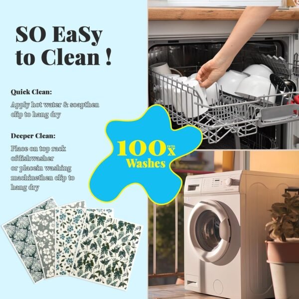 Blue Series 8 Pack Swedish dishcloths for Kitchen, Office Cleaning Swedish Towels, Environmentally Friendly Biodegradable Swedish Sponge, Replacement for Reusable Paper Towels - Image 4