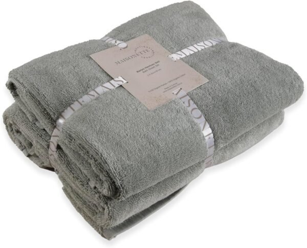 Maisonette Elegance 100% Organic Cotton Turkish Bath Sheets - Soft Absorbent Oversized Bathroom Towel - Ideal Quick Dry Extra Large Luxury Towel Set for Shower - (35" x 70", 2 Pack) Green (Eucalyptus) - Image 2