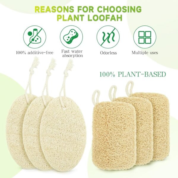 6pcs Kitchen Sponge, Natural Sponges Biodegradable Sponges Eco Friendly Sponges for Dishes Compostable Sponges for Cleaning Loofah Scrubber Sponge - Image 5