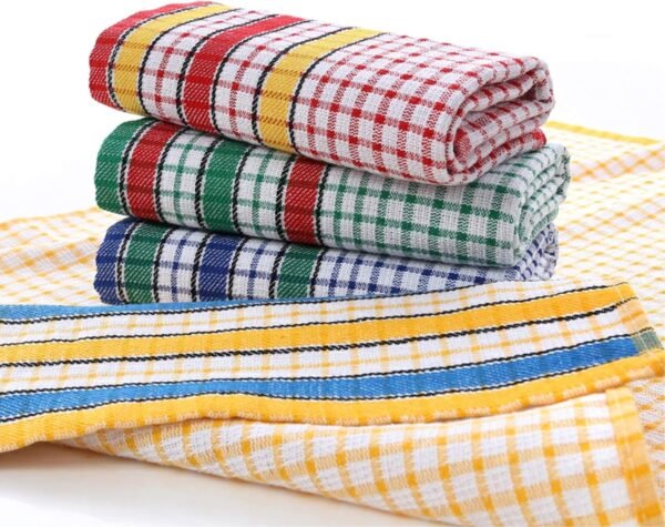 Large Kitchen Dish Towels, 16 Inch x 26 Inch Bulk Absorbent Cotton Kitchen Towels, 4 Pack Bright Colorful Tea/Bar Towels for Washing Drying Dishes and Household - Image 3