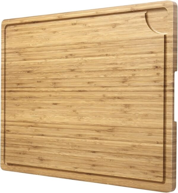 24x18 Inch Large Cutting Board for Kitchen, Bamboo Wood Butcher Block Chooping Board with Handles and Juice Grooves, Reversible Cheese Board Charcuterie Serving Tray