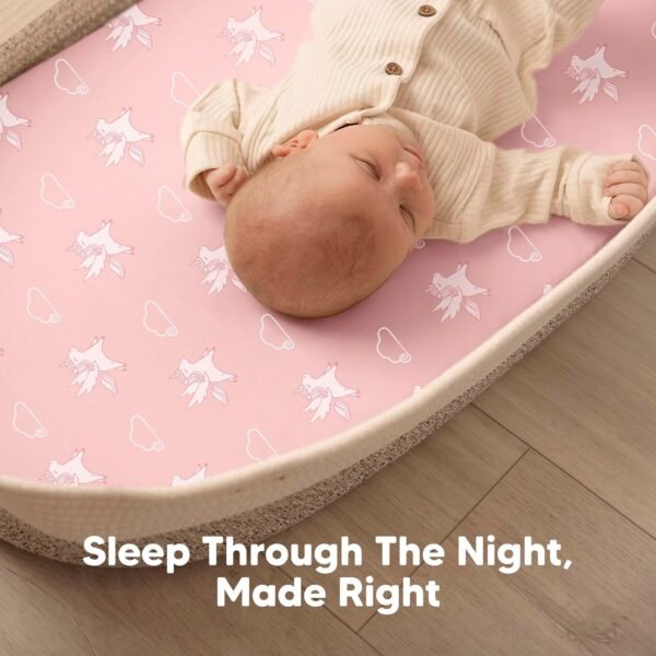 2-Pack Organic Bassinet Sheets for Girls, Boys - 100% Cotton Bassinet Mattress Sheets Compatible with Halo Bassinest Swivel Sleeper, Graco,Baby Delight,Chicco,Unisex Fitted Bassinet Sheets (Beach Day) - Image 6