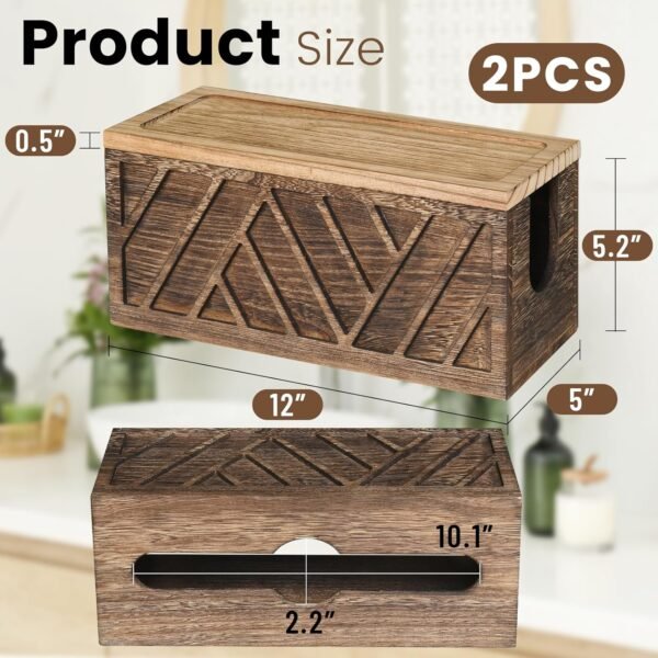 Set of 2 Paper Towel Dispenser Wall Mount, Paper Towel Holder Wall Mounted with Lid, Solid Wood Commercial C-Fold, Z-Fold, Trifold Hand Paper Towel Holder Hand Towel Holder for Bathroom Kitchen Decor - Image 7